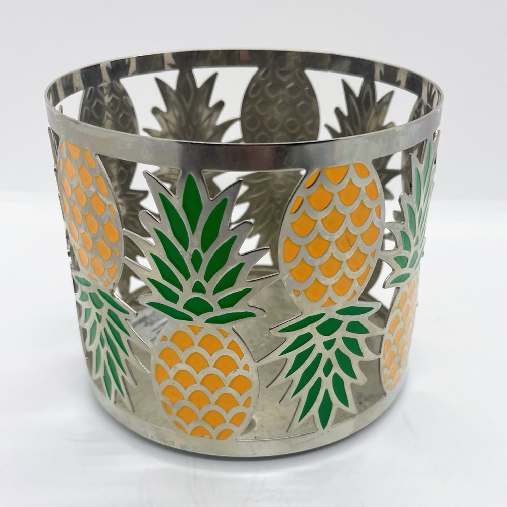Bath & Body Works Pineapple Candle Holder - Silver, Green, and Orange